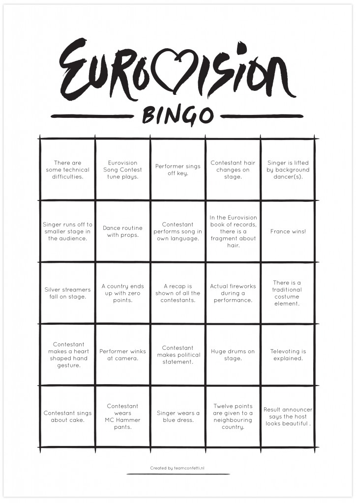 eurovision bingo finale 2014