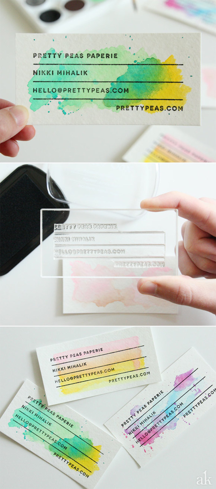DIY Stamped Watercolor BusinessCards 1