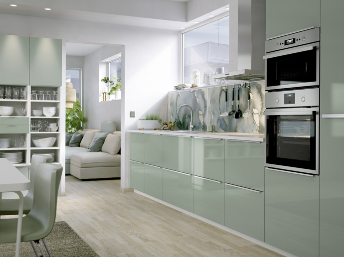 Gorgeous green kitchen design by Ikea.