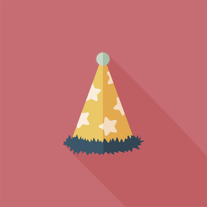 birthday party hat flat icon with long shadow,eps10