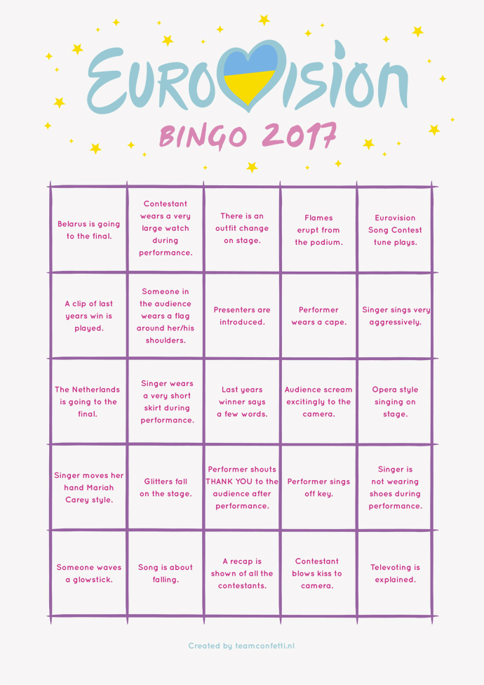 eurovision bingo 2nd semi final bingo 2017-1