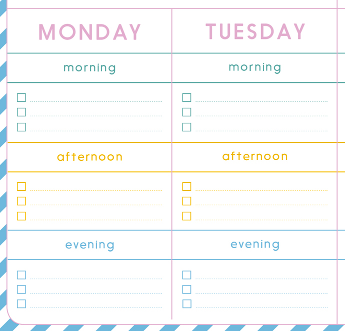 team confetti weekly planner lege dag