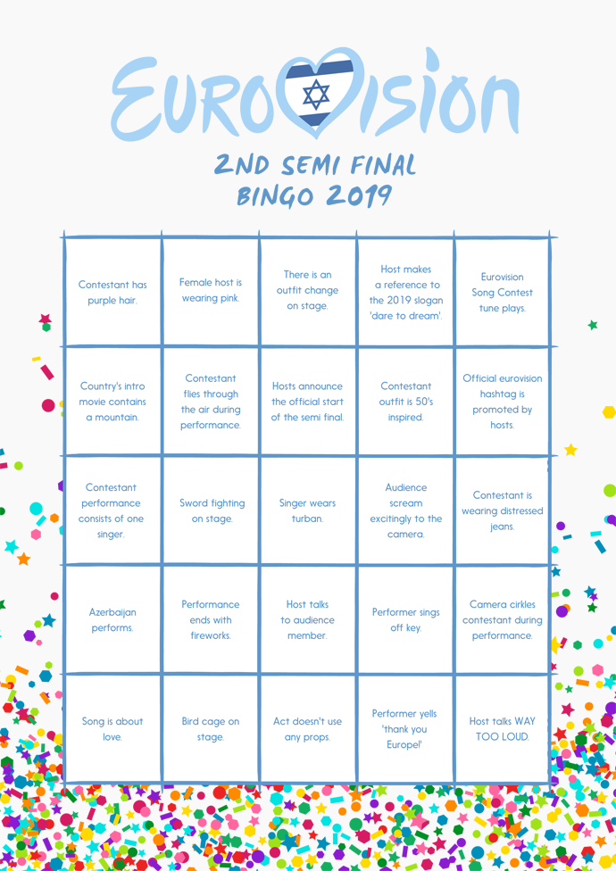 eurovision bingo 2nd semi final