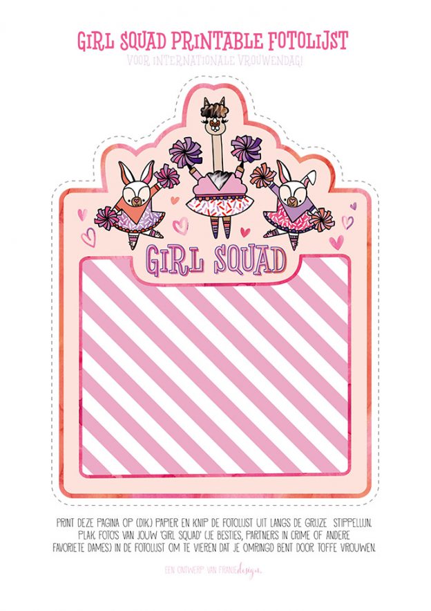 Printable Girl Squad fotolijst voor Internationale Vrouwendag