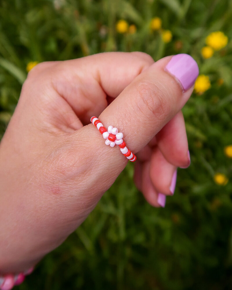 daisy ring - pink & red - Afbeelding 3