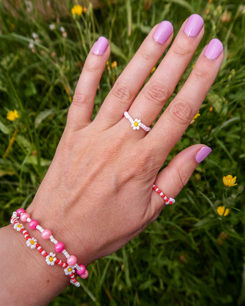 daisy ring - pink & red - Afbeelding 2